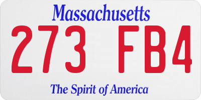 MA license plate 273FB4