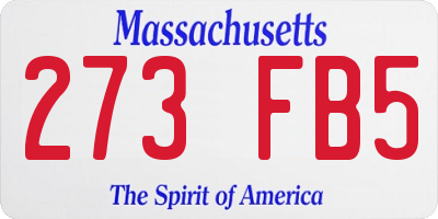 MA license plate 273FB5