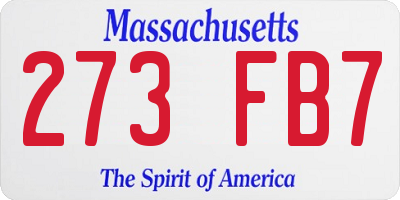 MA license plate 273FB7