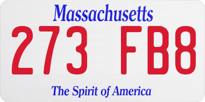 MA license plate 273FB8