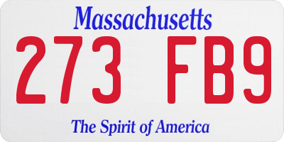 MA license plate 273FB9