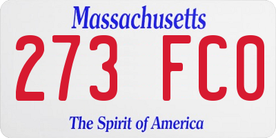 MA license plate 273FC0
