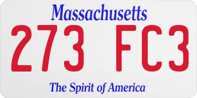 MA license plate 273FC3