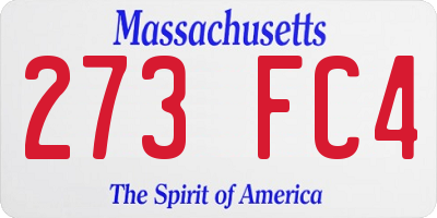 MA license plate 273FC4