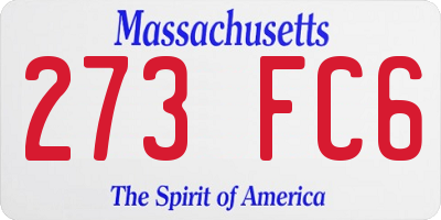 MA license plate 273FC6