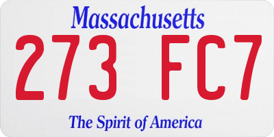 MA license plate 273FC7