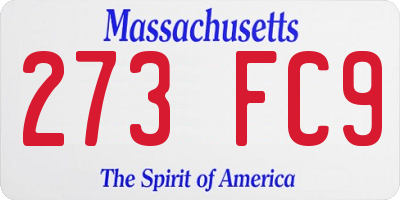 MA license plate 273FC9