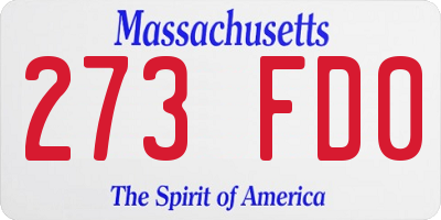 MA license plate 273FD0