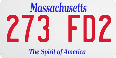 MA license plate 273FD2