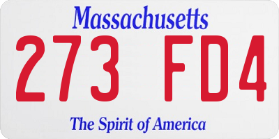 MA license plate 273FD4