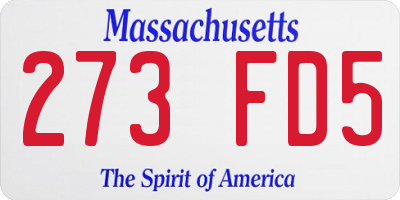 MA license plate 273FD5