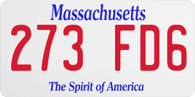 MA license plate 273FD6