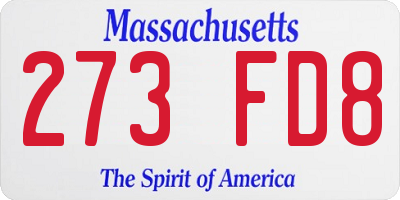 MA license plate 273FD8