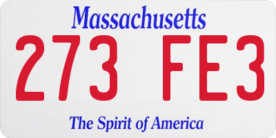 MA license plate 273FE3