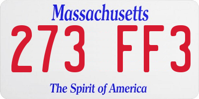 MA license plate 273FF3