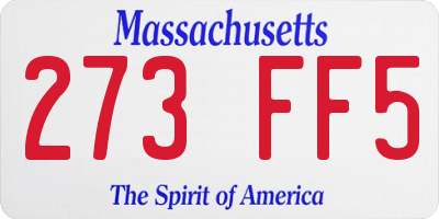 MA license plate 273FF5