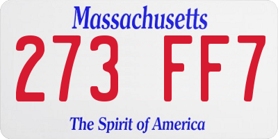 MA license plate 273FF7