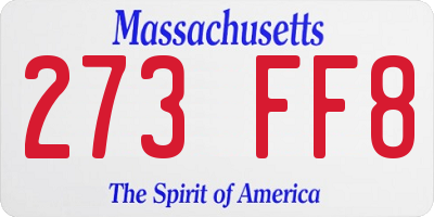 MA license plate 273FF8