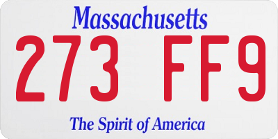 MA license plate 273FF9