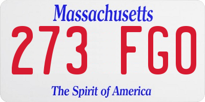 MA license plate 273FG0