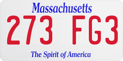 MA license plate 273FG3