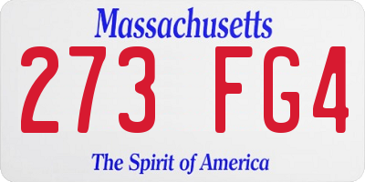 MA license plate 273FG4