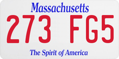 MA license plate 273FG5