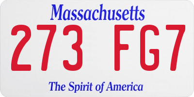 MA license plate 273FG7