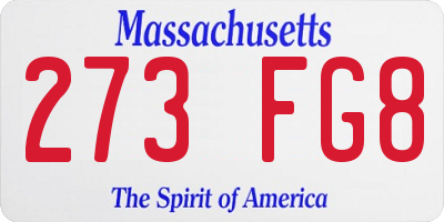 MA license plate 273FG8