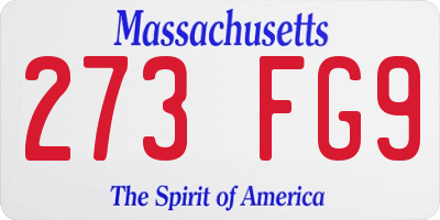 MA license plate 273FG9