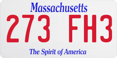 MA license plate 273FH3