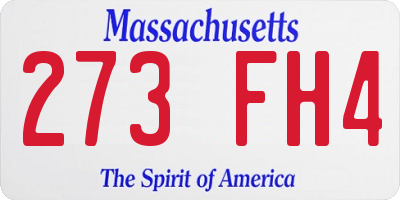 MA license plate 273FH4