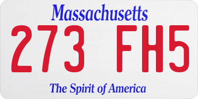 MA license plate 273FH5