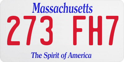 MA license plate 273FH7