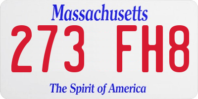 MA license plate 273FH8