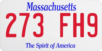 MA license plate 273FH9