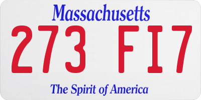 MA license plate 273FI7
