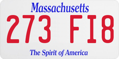 MA license plate 273FI8