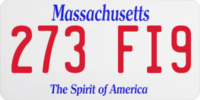MA license plate 273FI9