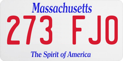 MA license plate 273FJ0