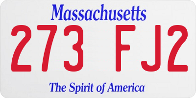 MA license plate 273FJ2