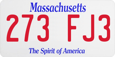 MA license plate 273FJ3