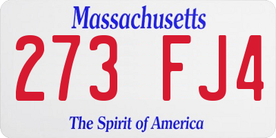 MA license plate 273FJ4