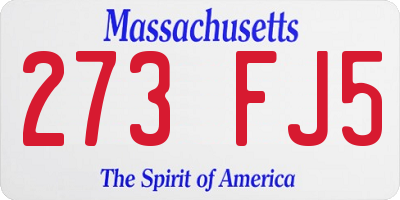 MA license plate 273FJ5