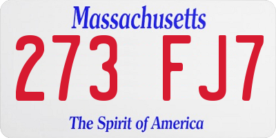 MA license plate 273FJ7