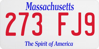 MA license plate 273FJ9