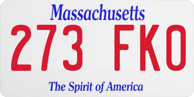 MA license plate 273FK0
