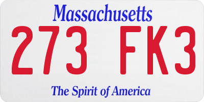 MA license plate 273FK3