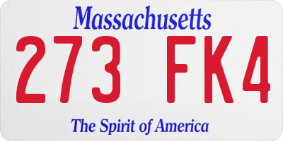 MA license plate 273FK4