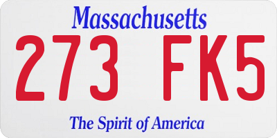 MA license plate 273FK5